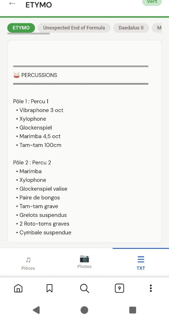 Liste matériel complète en format texte pour impression
