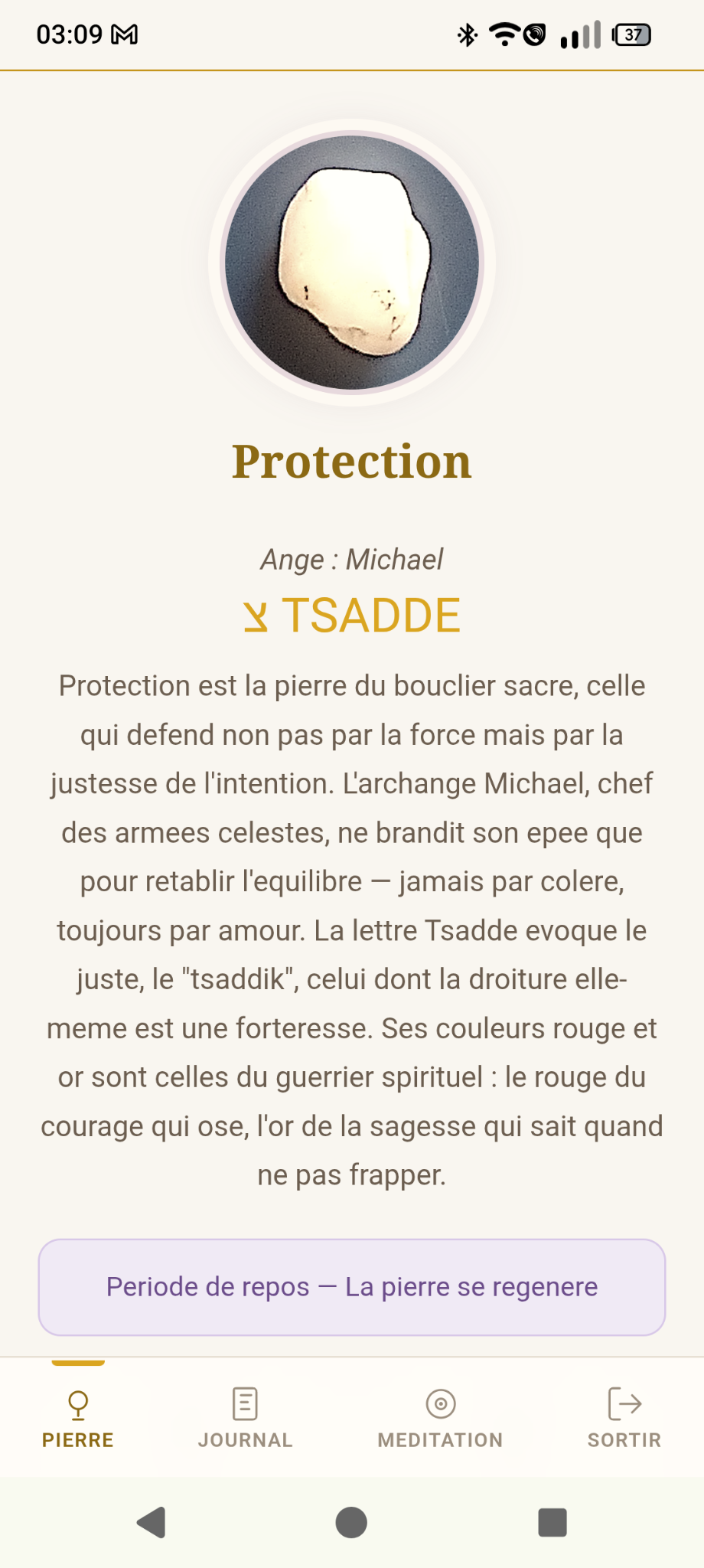 Entrée du porteur TSADDE dans l'app mobile, pierre Protection
