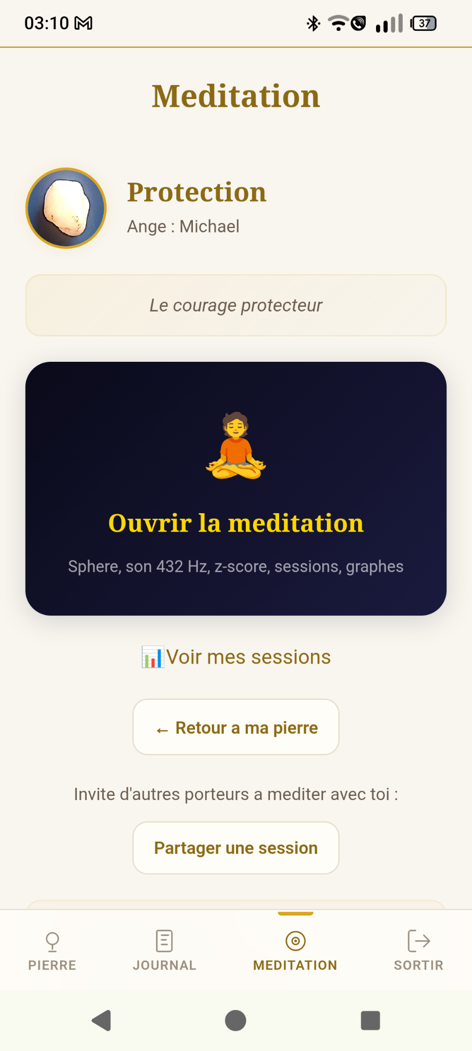 Accès à la méditation qui renvoie vers Noosphère