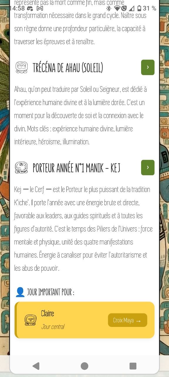 Description complète du glyphe et jour important pour un contact